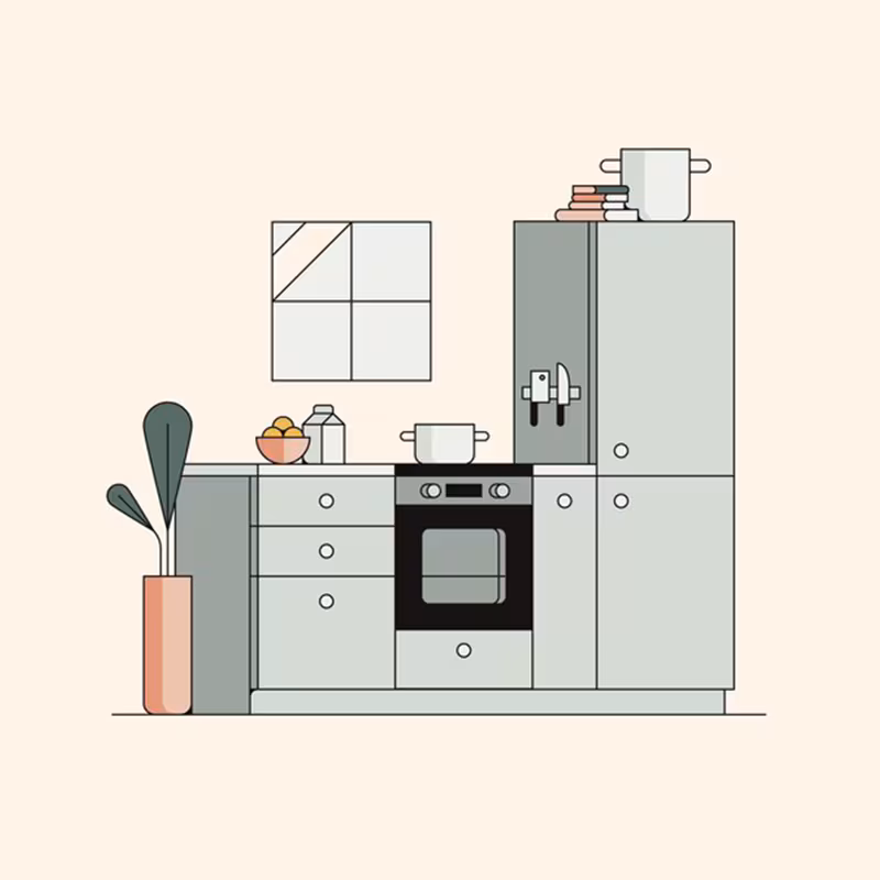 Een afbeelding van een cartoonisch keuken